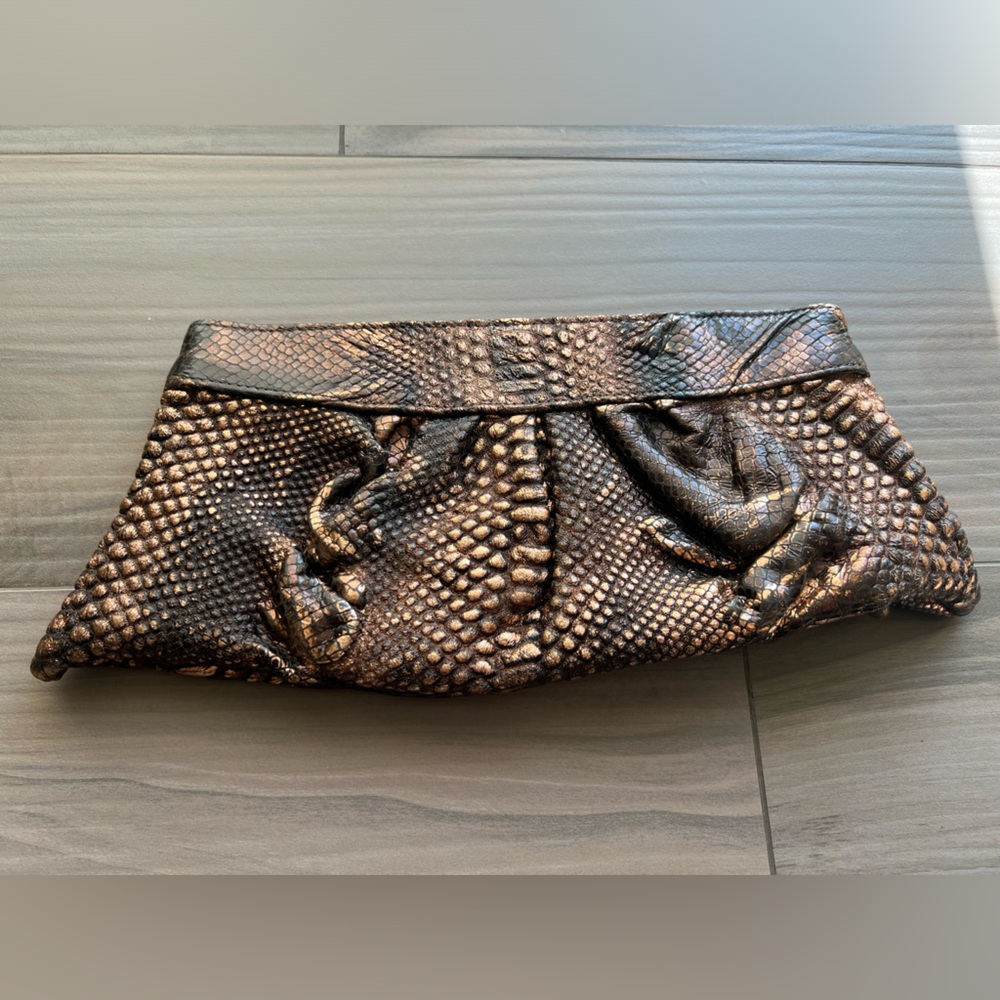 Bronze and black textured Laura Merkin clutch